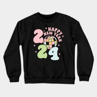 Happy New Year 2024 Groovy Disco Crewneck Sweatshirt